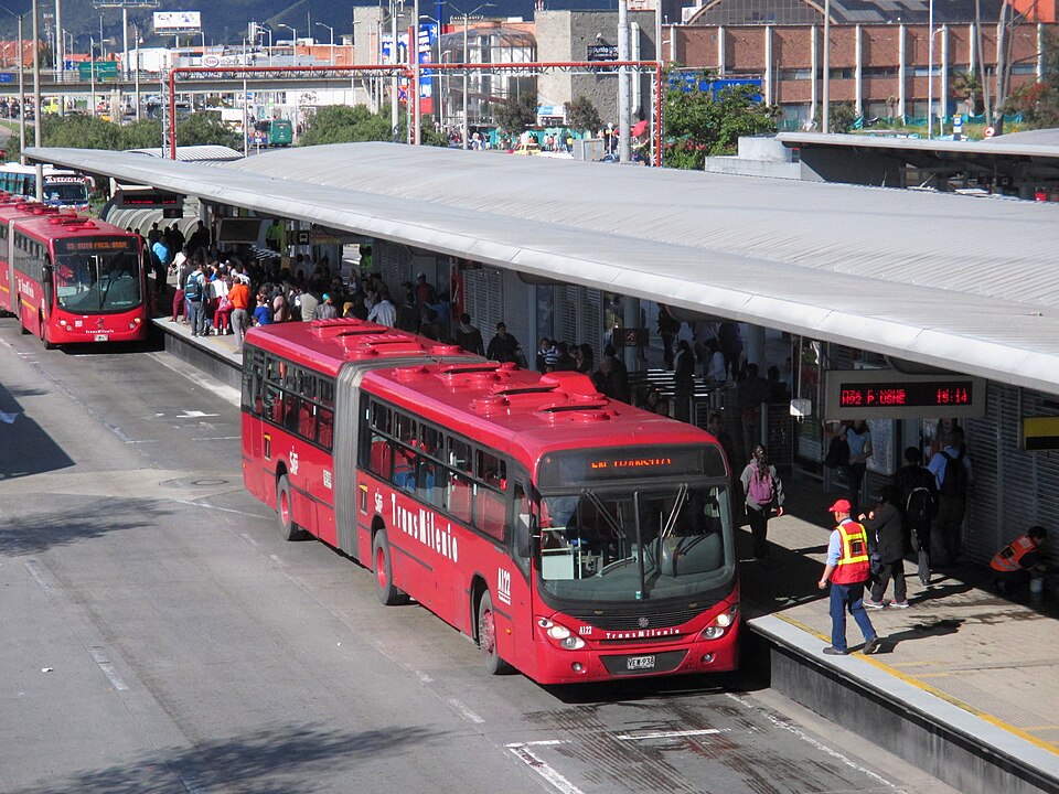 Bogota transmilenio red buses