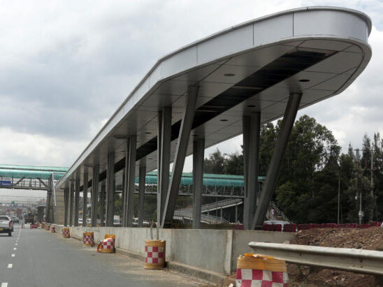 Thika road BRT project bus stop along the superhighway.