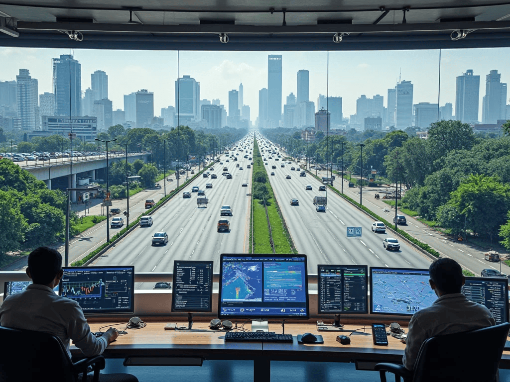 Modern and futuristic traffic management center