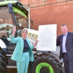 JCB hydrogen excavators launched by minister for the future roads. Lilian Greenwood and Tim Burnhope