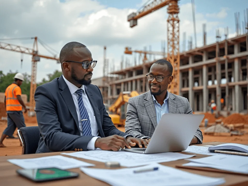 A construction site meeting with stakeholders going through the process of how to start a construction company in Kenya