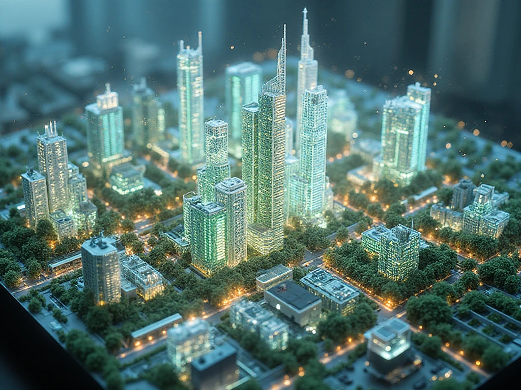 A realistic green building technology model of a green futuristic city. 