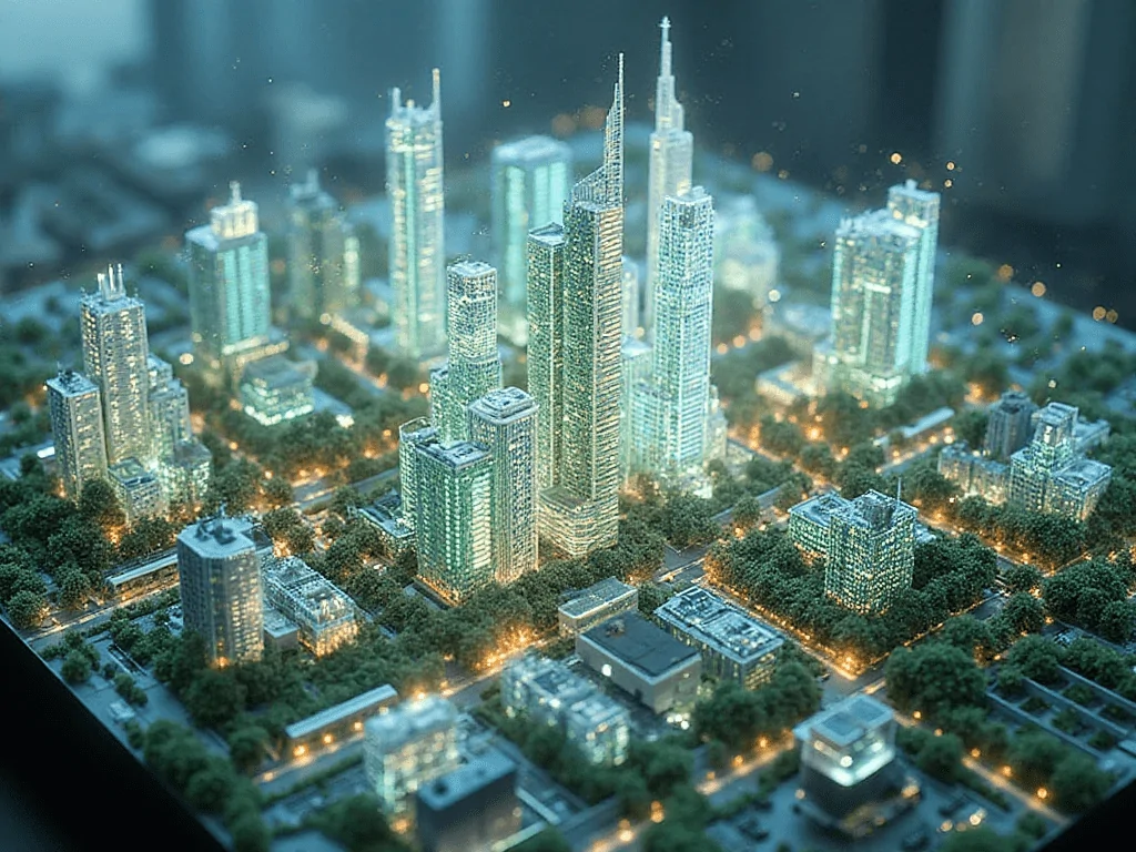 A realistic green building technology model of a green futuristic city.