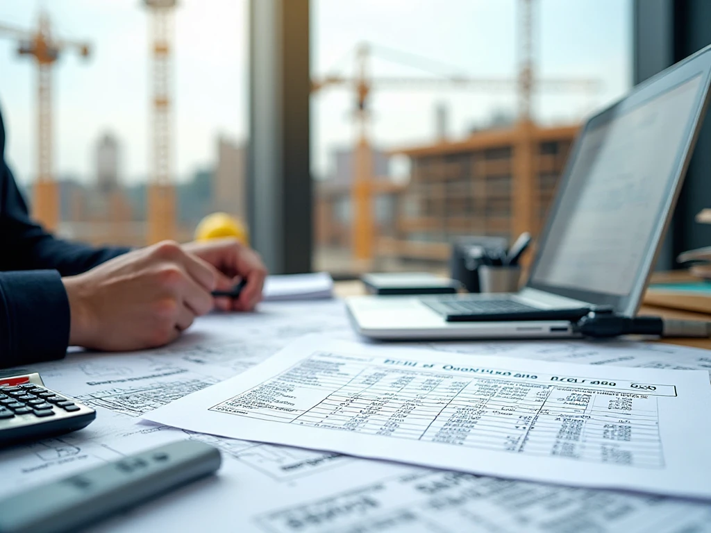 A quantity surveyor analysing bill of quantities.
