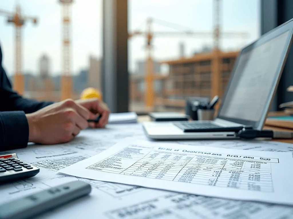 A quantity surveyor analysing bill of quantities.