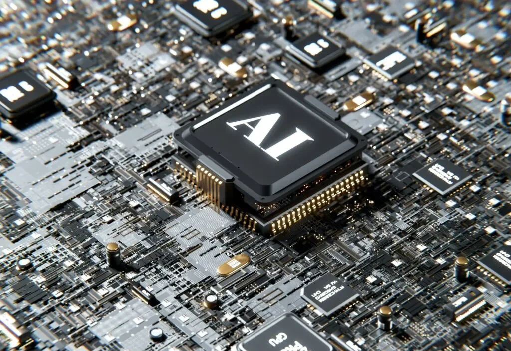 A computer chip laballed, AI.