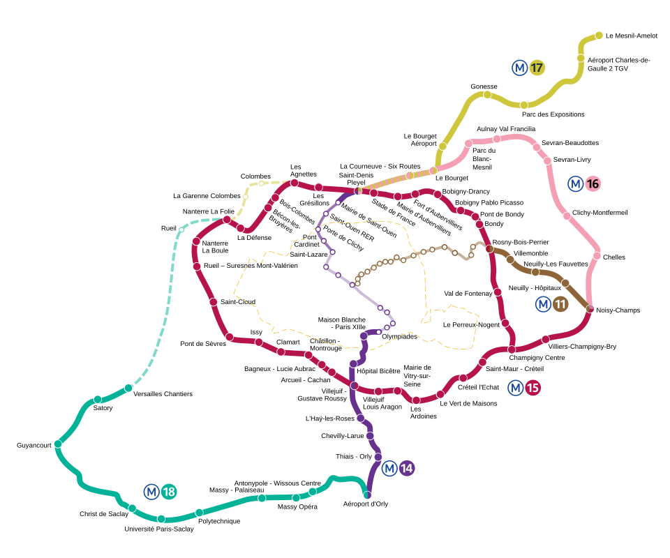 Grand Paris Expressway routes. 
