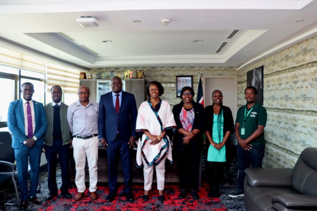 EBK CEO Eng. Margret Ogai and Konza Technopolis CEO John P Okwiri during in a meeting over the establishment of Kenya School of Engineers (KSE).