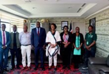 EBK CEO Eng. Margret Ogai and Konza Technopolis CEO John P Okwiri during in a meeting over the establishment of Kenya School of Engineers (KSE).
