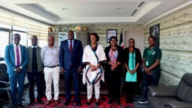 EBK CEO Eng. Margret Ogai and Konza Technopolis CEO John P Okwiri during in a meeting over the establishment of Kenya School of Engineers (KSE).