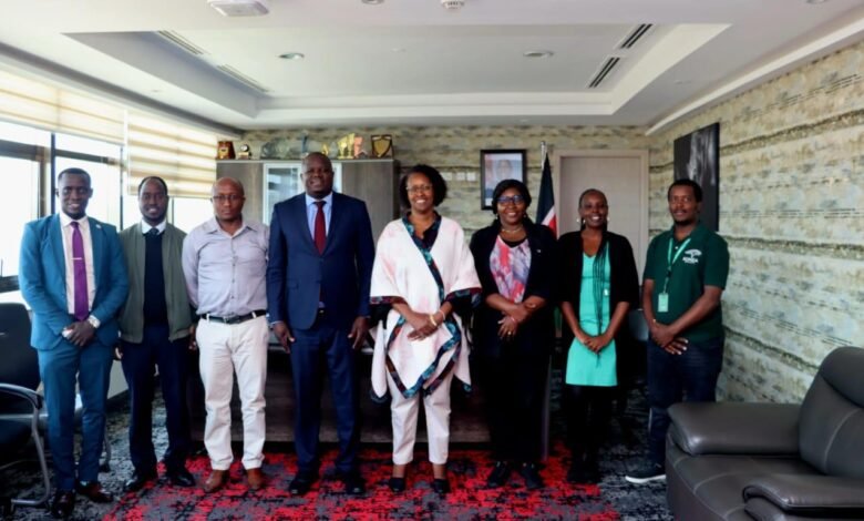 EBK CEO Eng. Margret Ogai and Konza Technopolis CEO John P Okwiri during in a meeting over the establishment of Kenya School of Engineers (KSE).