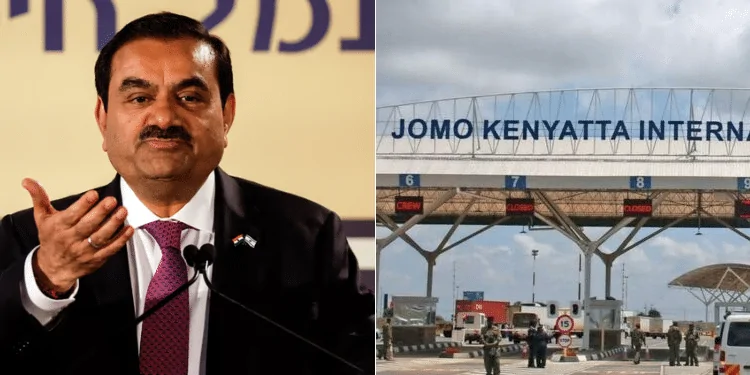 Mr. Adani (left), JKIA main entrance (right
