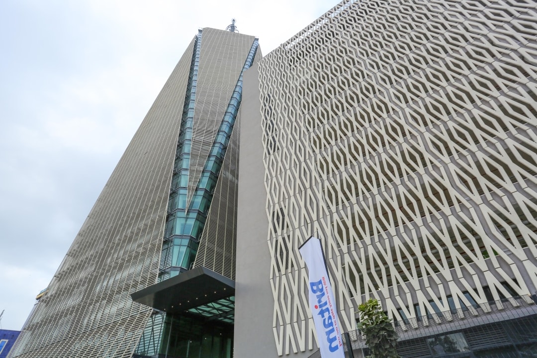 The Britam Tower in Nairobi architectural facade. 