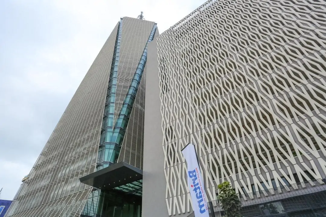 The Britam Tower in Nairobi architectural facade.