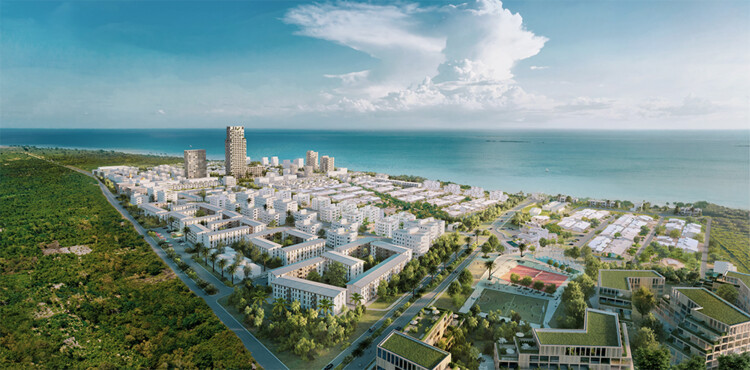World's tallest timber apartment in Zanzibar a skyline view. 
