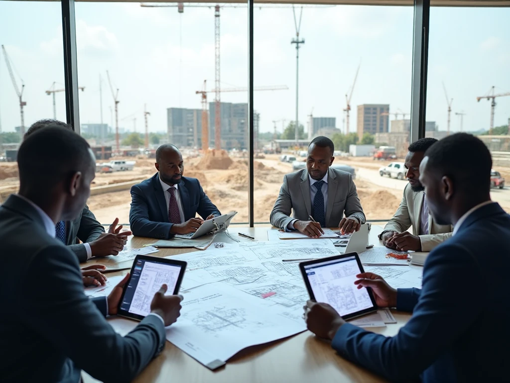 Top Construction Companies in Kenya: A construction company team having a boardroom meeting. 