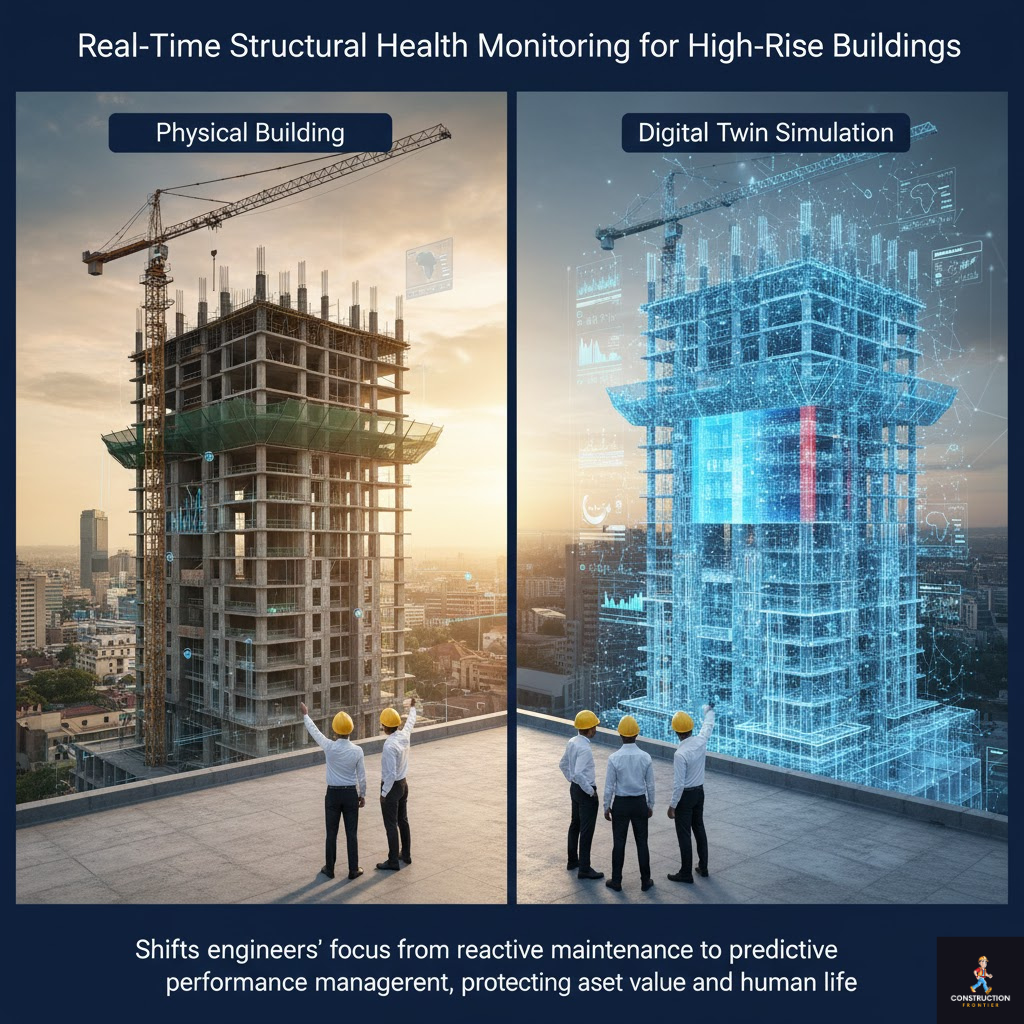 Real-Time Structural Health Monitoring for High-Rise Buildings: digital twin applications in construction.