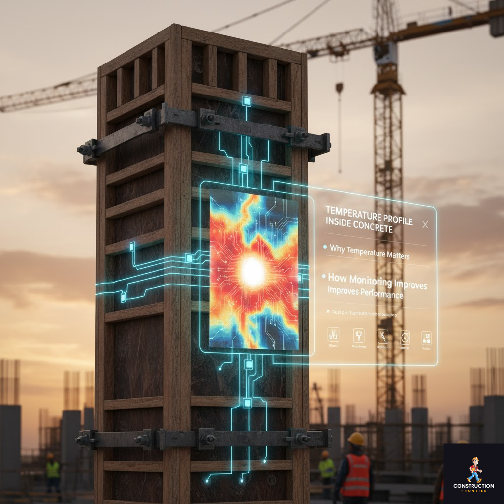 Smart sensors in concrete monitoring the temperature profile inside a concrete column