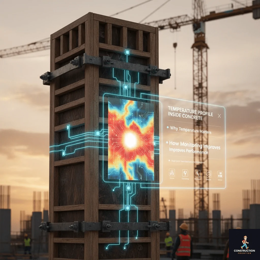 Smart sensors in concrete monitoring the temperature profile inside a concrete column