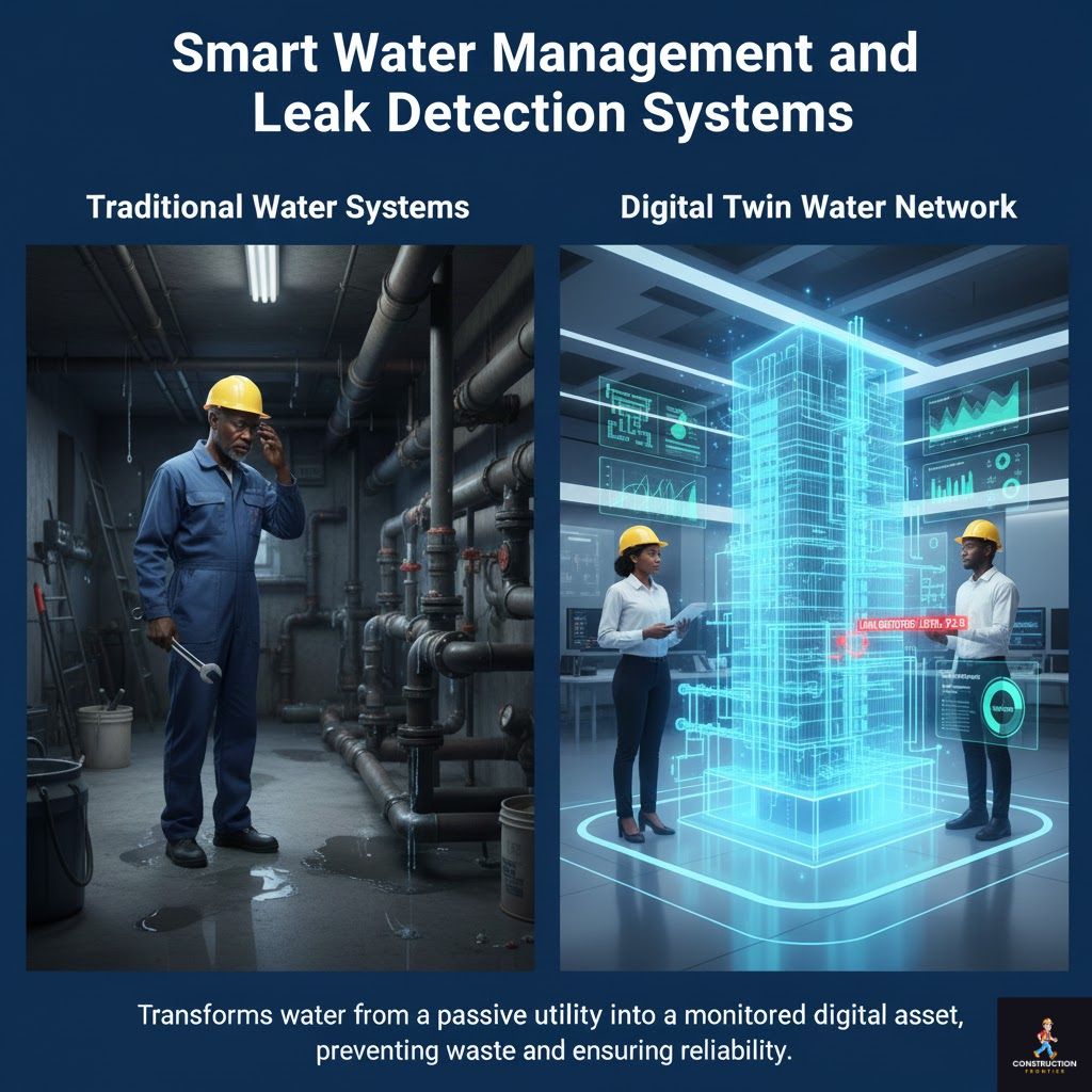 Smart Water Management and Leak Detection Systems; digital twin application in construction.