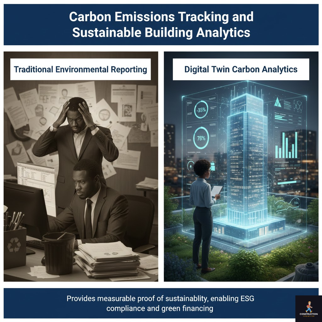 Carbon Emissions Tracking and Sustainable Building Analytics; digital twin application in construction.