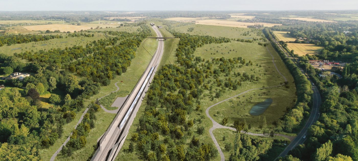 High Speed 2 (HS2) UK project photo depicting its environmental goals capacity.