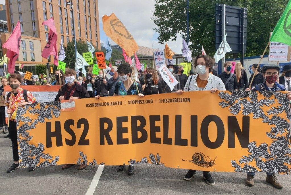 HS2 rail project rebellion protests. 