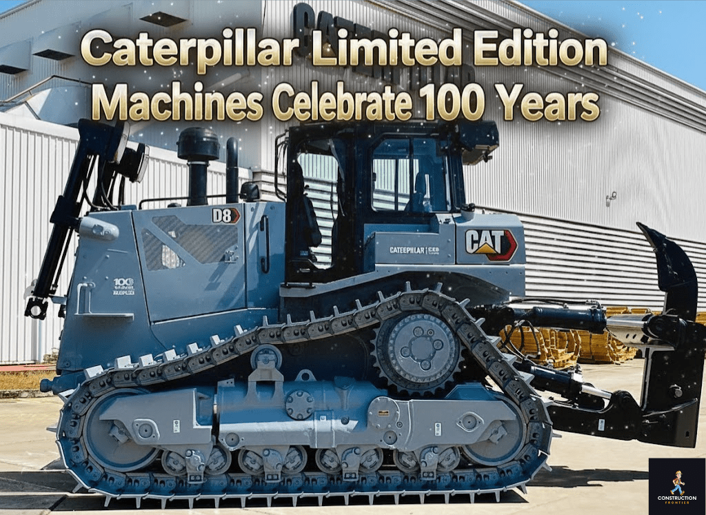 Caterpillar Limited Edition Machines Celebrate 100 Years: A grey-painted bulldozer