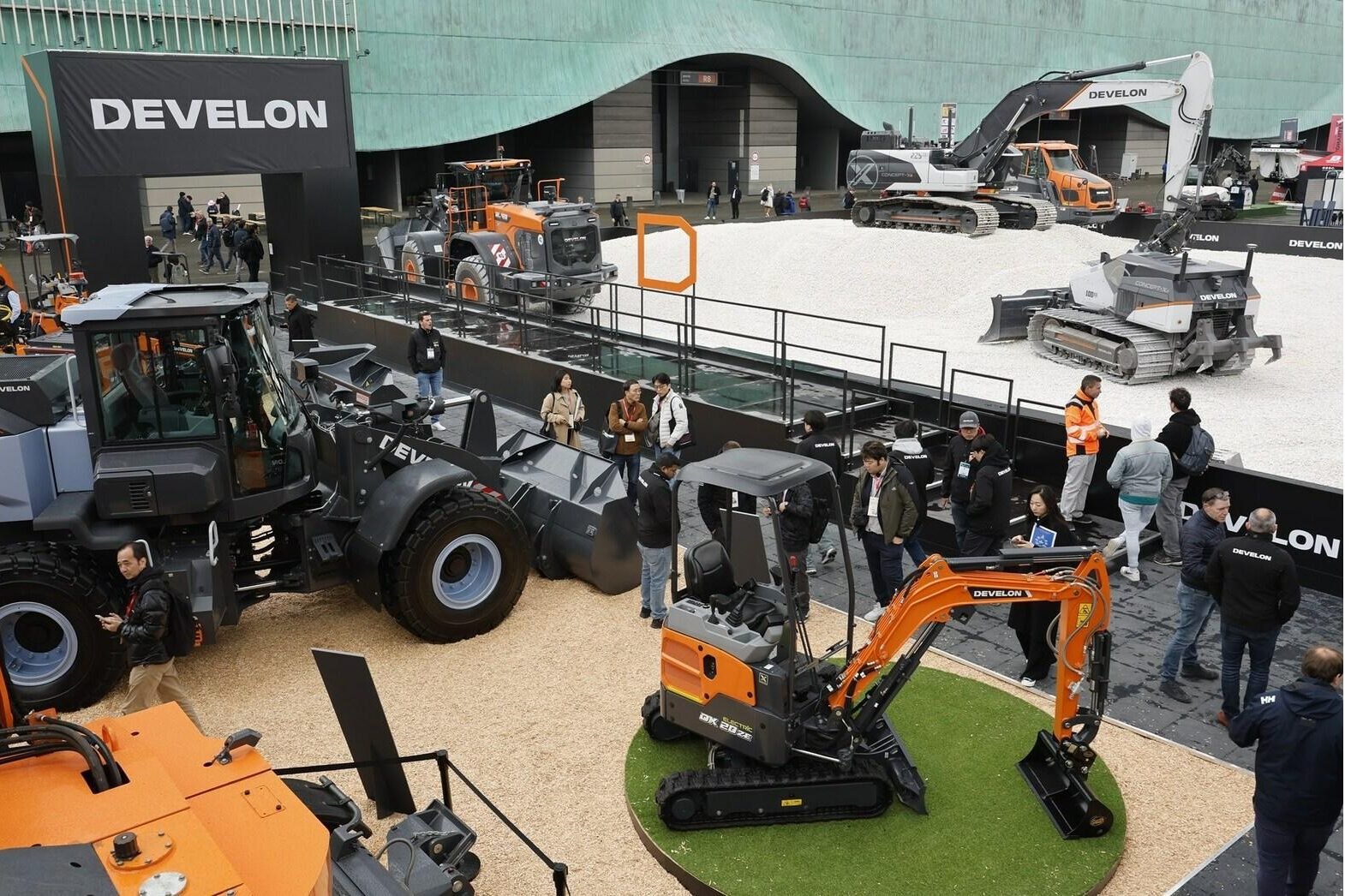 Develon construction equipment on a display ceremony
