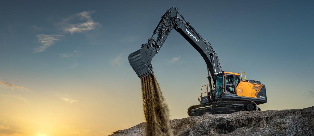Hyundai excavator in operation 