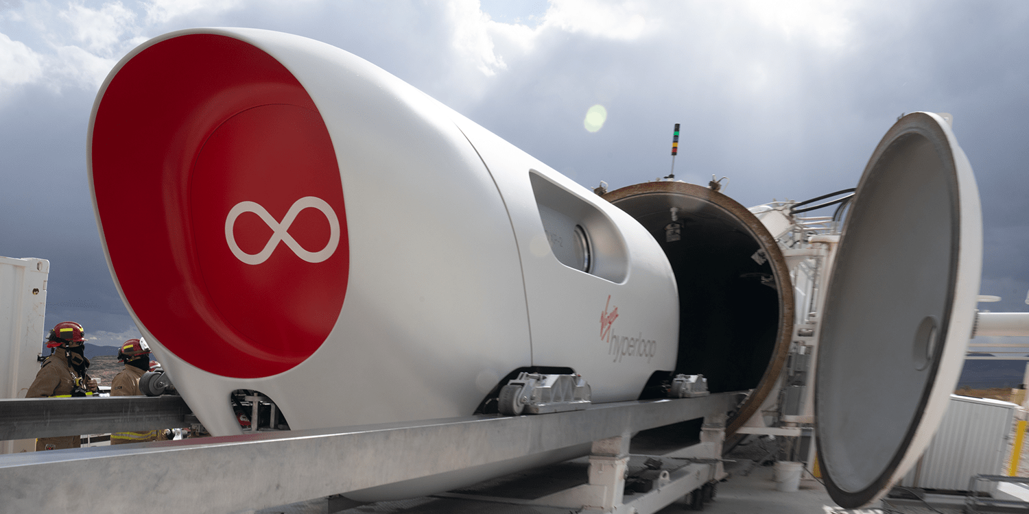 Virgin Hyperloop passenger test conducted on a short test track in Nevada.