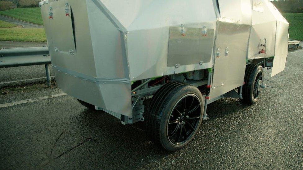 The AI pothole repair robot prototype. 