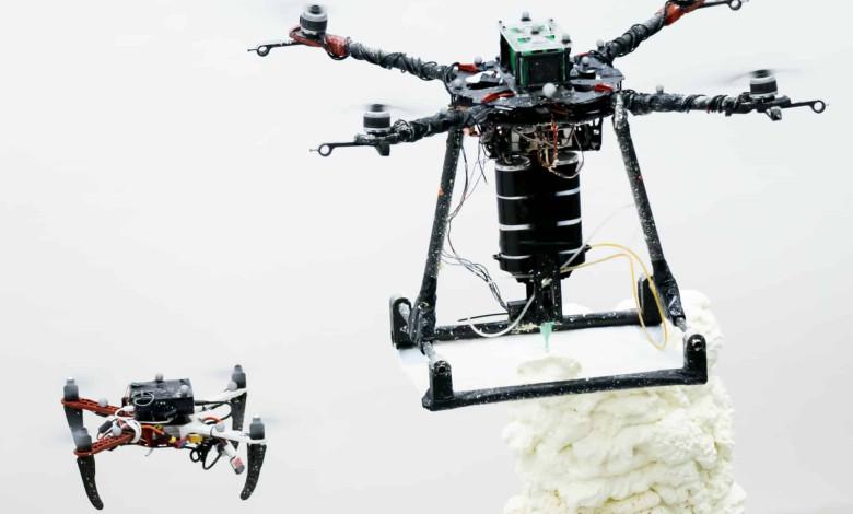 Aerial-AM additive manufacturing drones.
