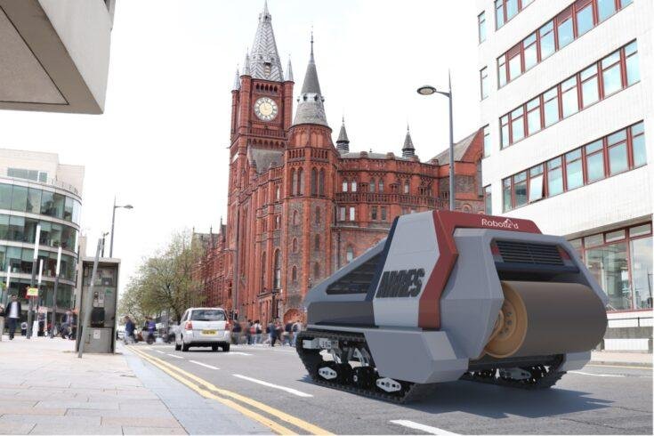 Artistic impression of the AI pothole repair robot (Source: UKRI)
