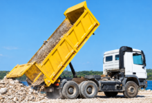 Tipper truck tipping rocks; used Chinese tipper truck inspection