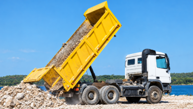 Tipper truck tipping rocks; used Chinese tipper truck inspection