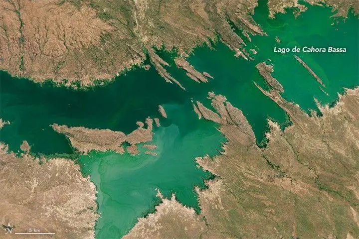 The Lake Cahora Bassa satellite imagery. 