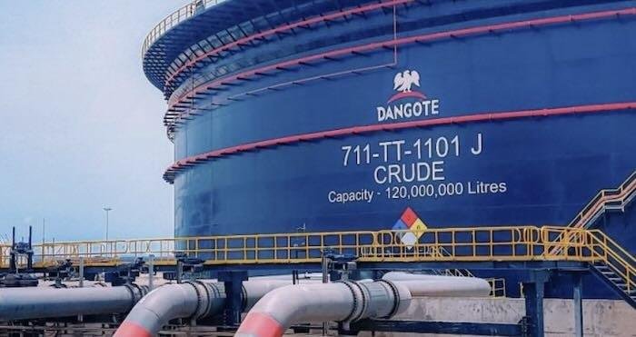 120 million litres Dangote Oil Refinery fuel storage tank.