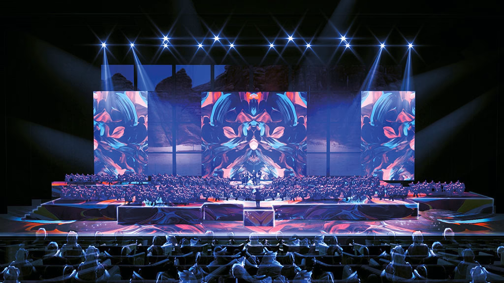 The Maraya Concert Hall retractable stage measures 40m x 15m.