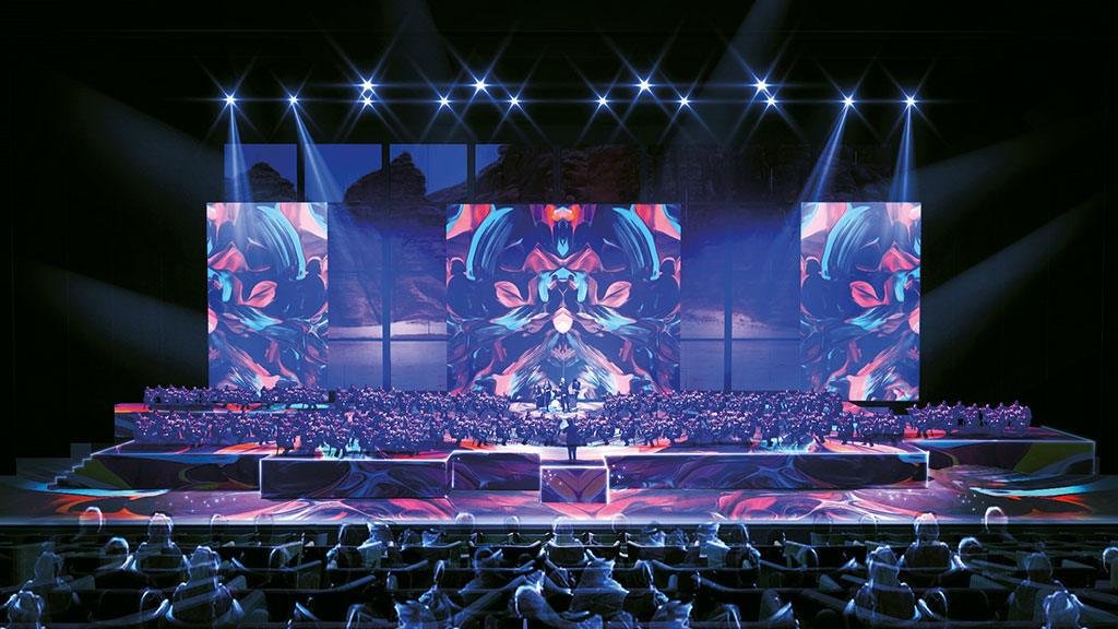 The Maraya Concert Hall retractable stage measures 40m x 15m. 