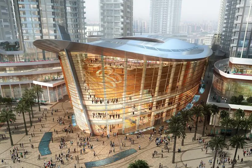 The Dubai Opera House exterior facade.