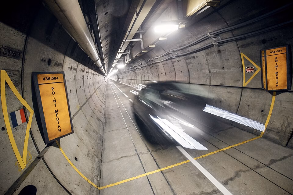 Channel Tunnel service road midpoint.