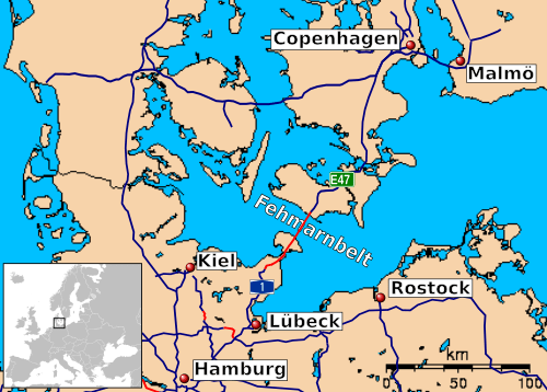 Fehmarn bridge location map.