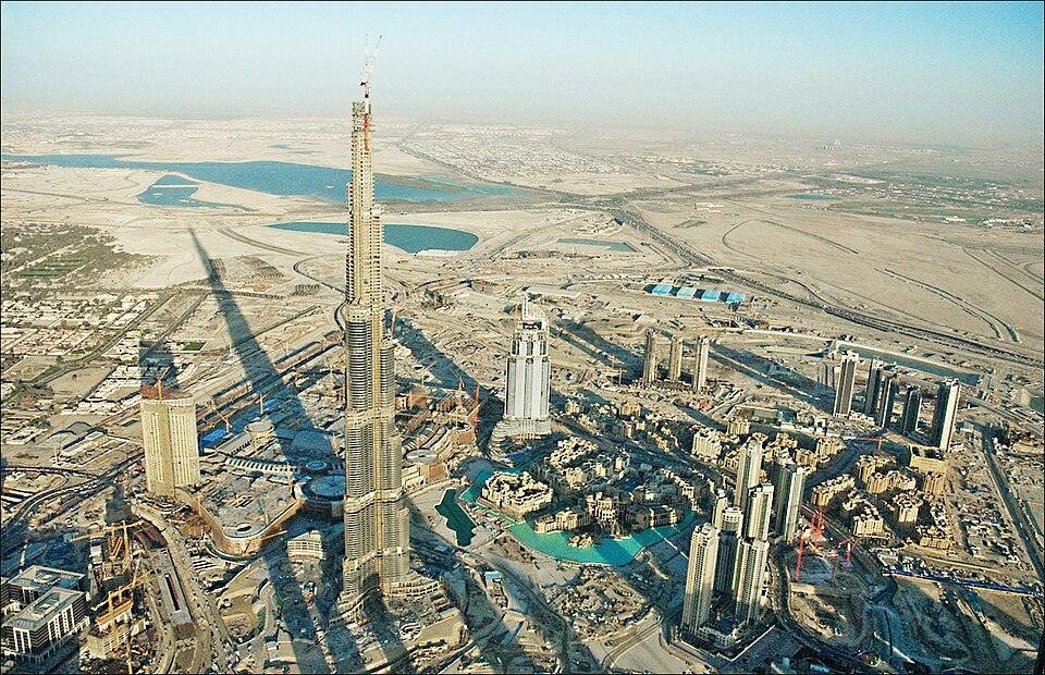 Burj Khalifa during construction in 2008; the top iconic engineering structures. 