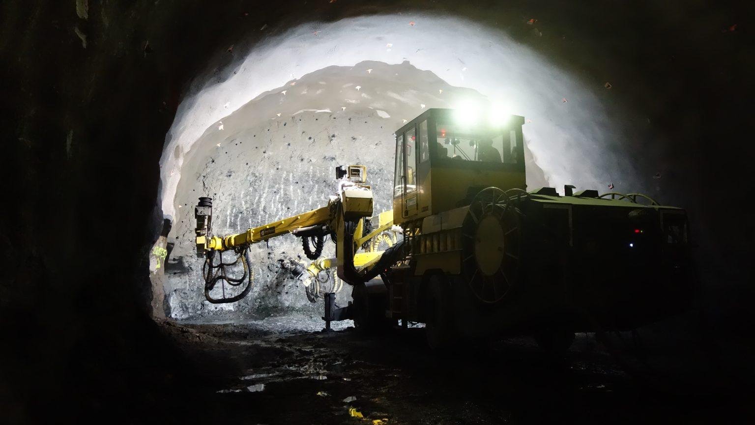 Drilling and blasting machine on the Rogfast Tunnel.