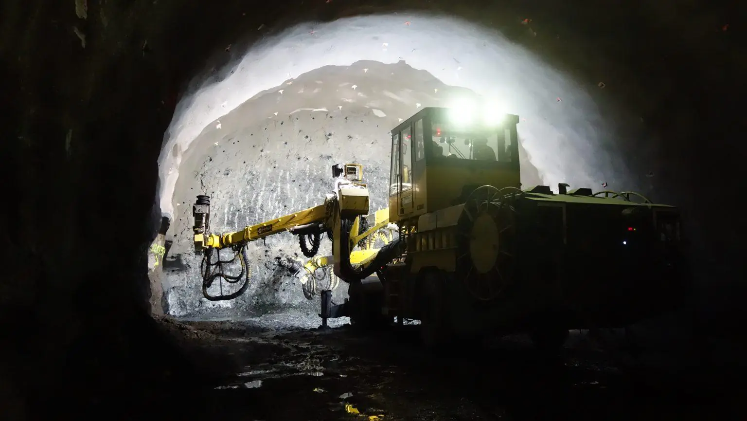 Drilling and blasting machine on the Rogfast Tunnel.