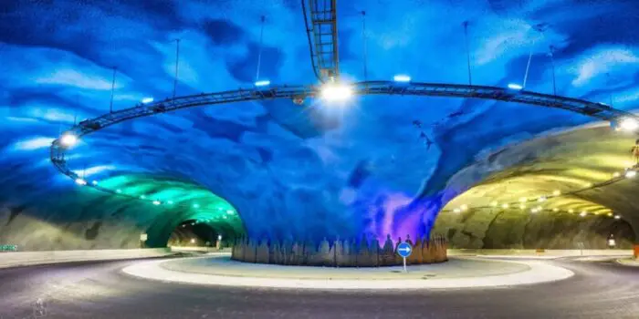 The Eysturoy Tunnel jellyfish roundabout.
