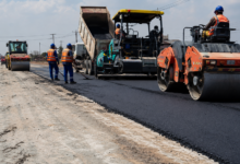 A section of a road under construction. Road construction lifecycle.