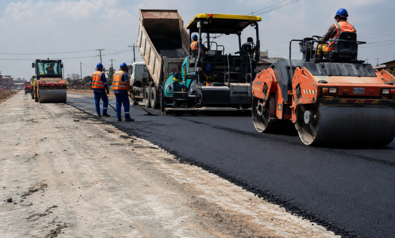 A section of a road under construction. Road construction lifecycle.