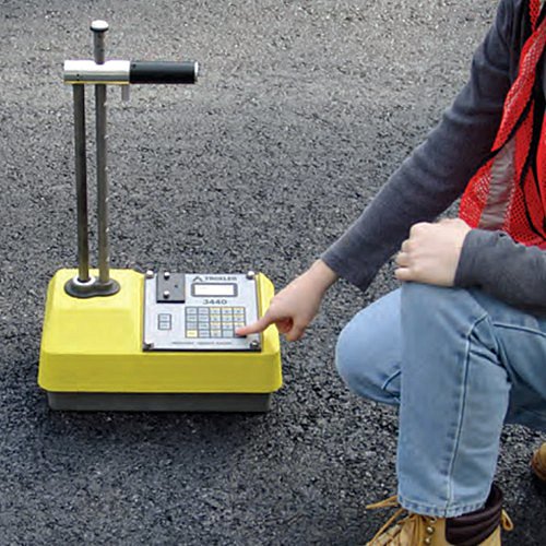 Nuclear density method gauging machine.